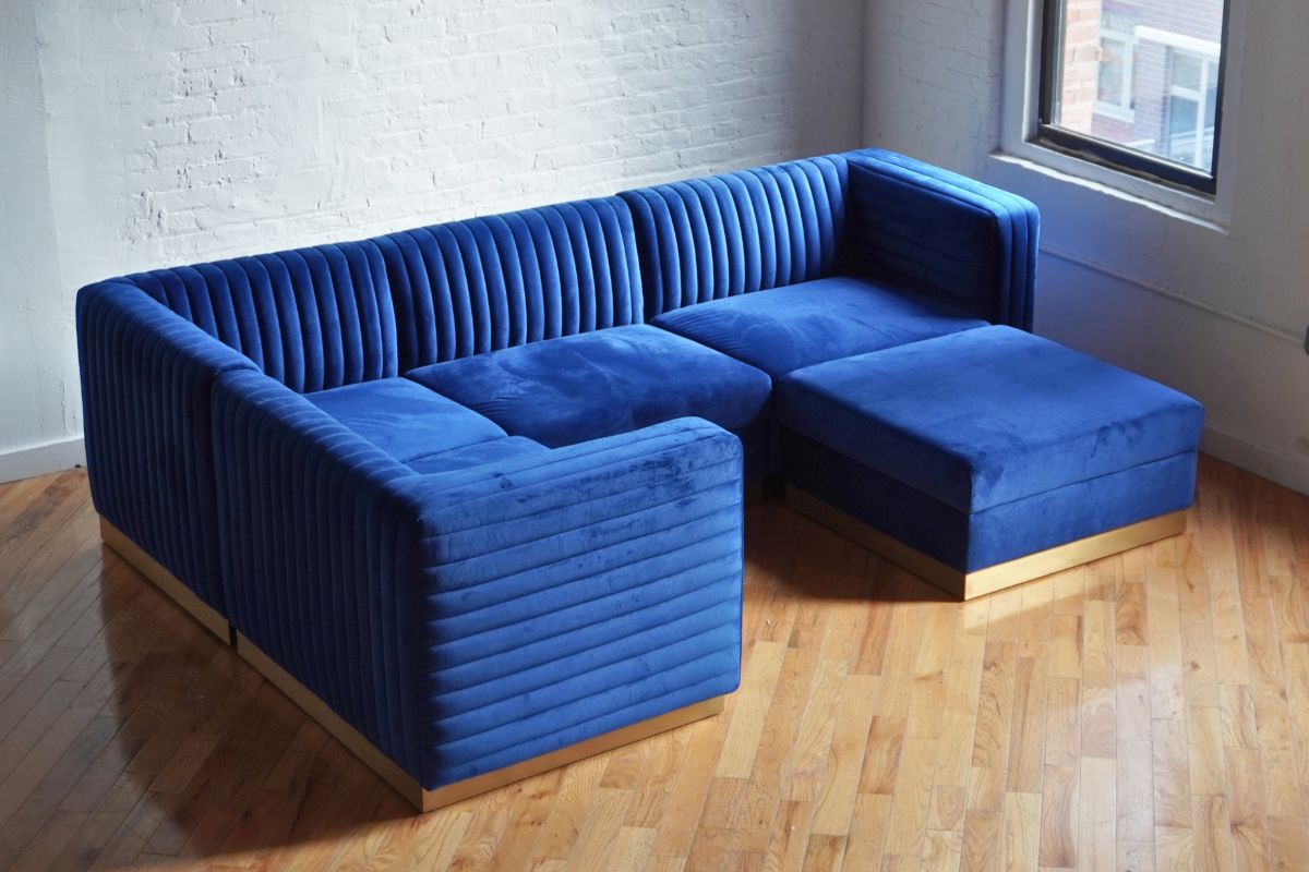 Modern modular sectional - blue velvet