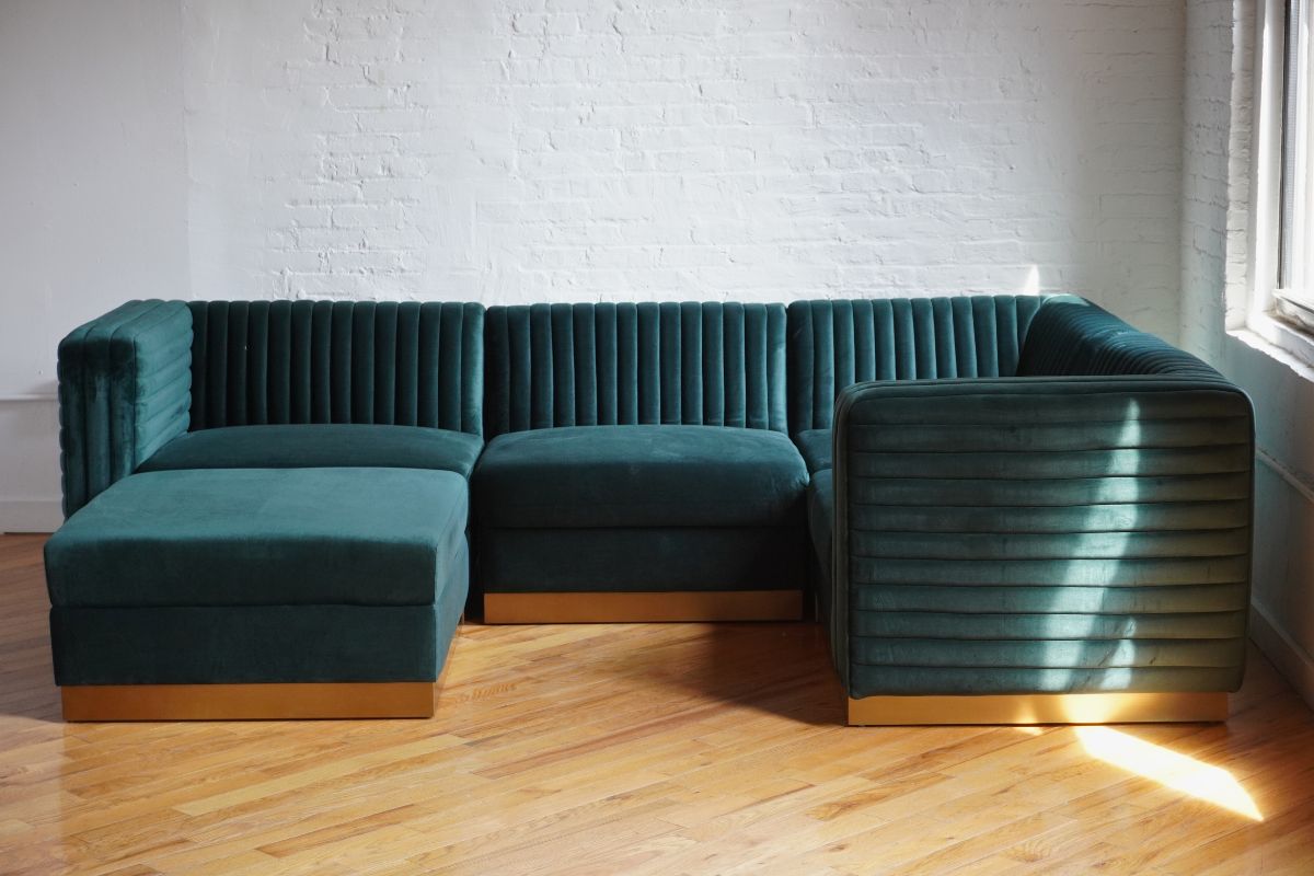 Green mid-century modern sectional sofa