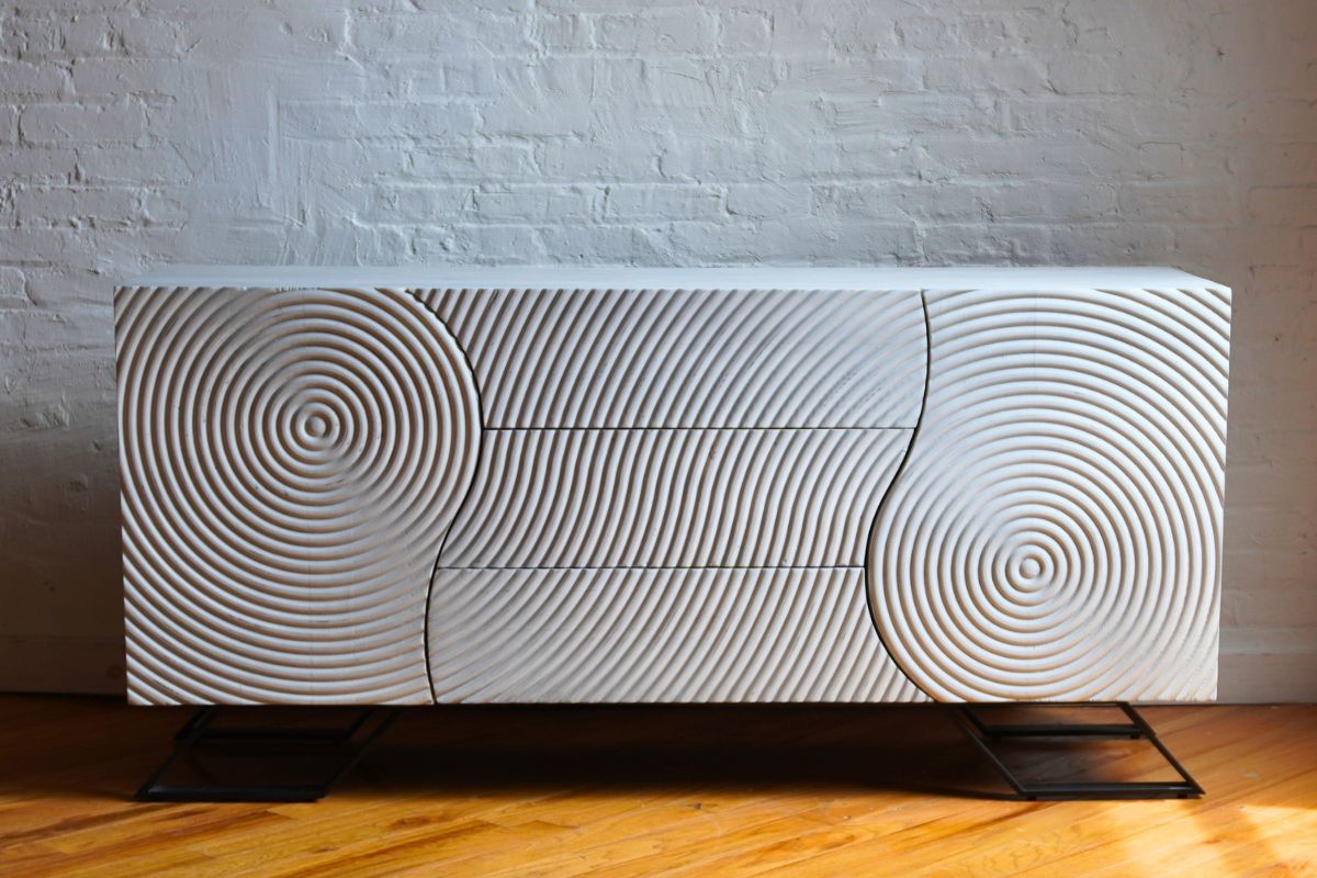Ring White Modern Wooden Sideboard Birch White Wooden Finish (Floor model, was Final sale)