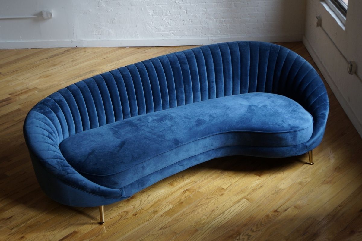 Best mid-century modern sofa for kids - Navy blue velvet