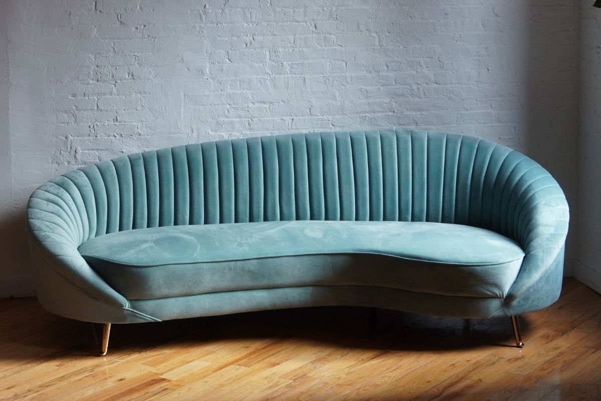 Mint green curved modern sofa