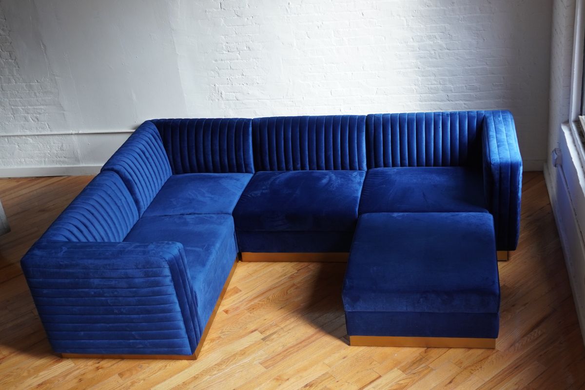 sectional sofa blue velvet