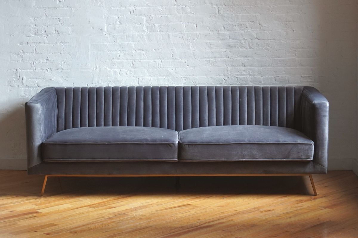 art deco velvet sofa grey velvet