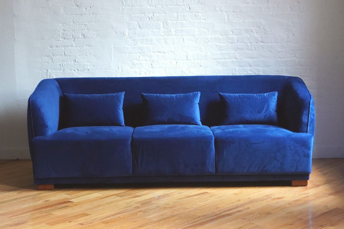 harmony modern sofa - navy blue velvet - brooklyn space