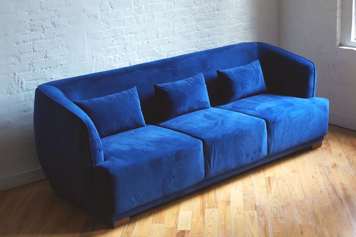 harmony modern sofa - navy blue velvet - brooklyn space