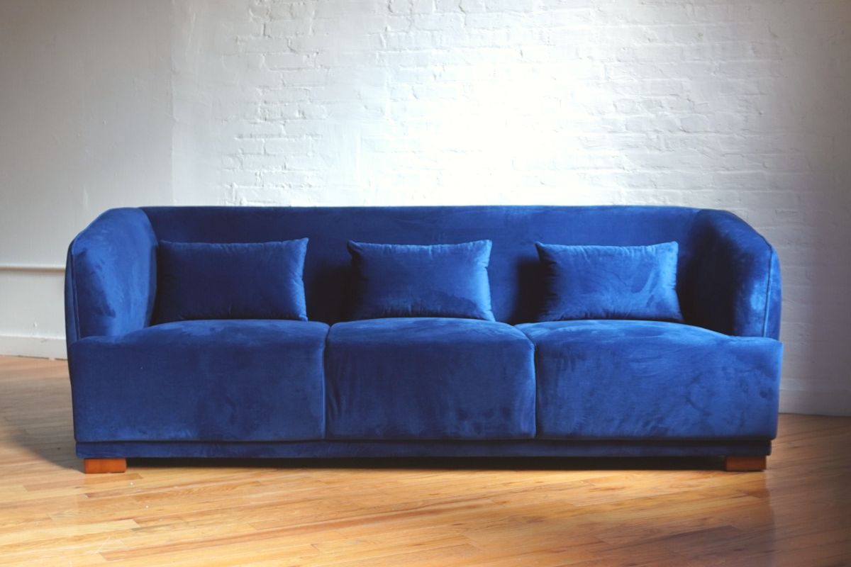 harmony modern sofa - navy blue velvet - brooklyn space