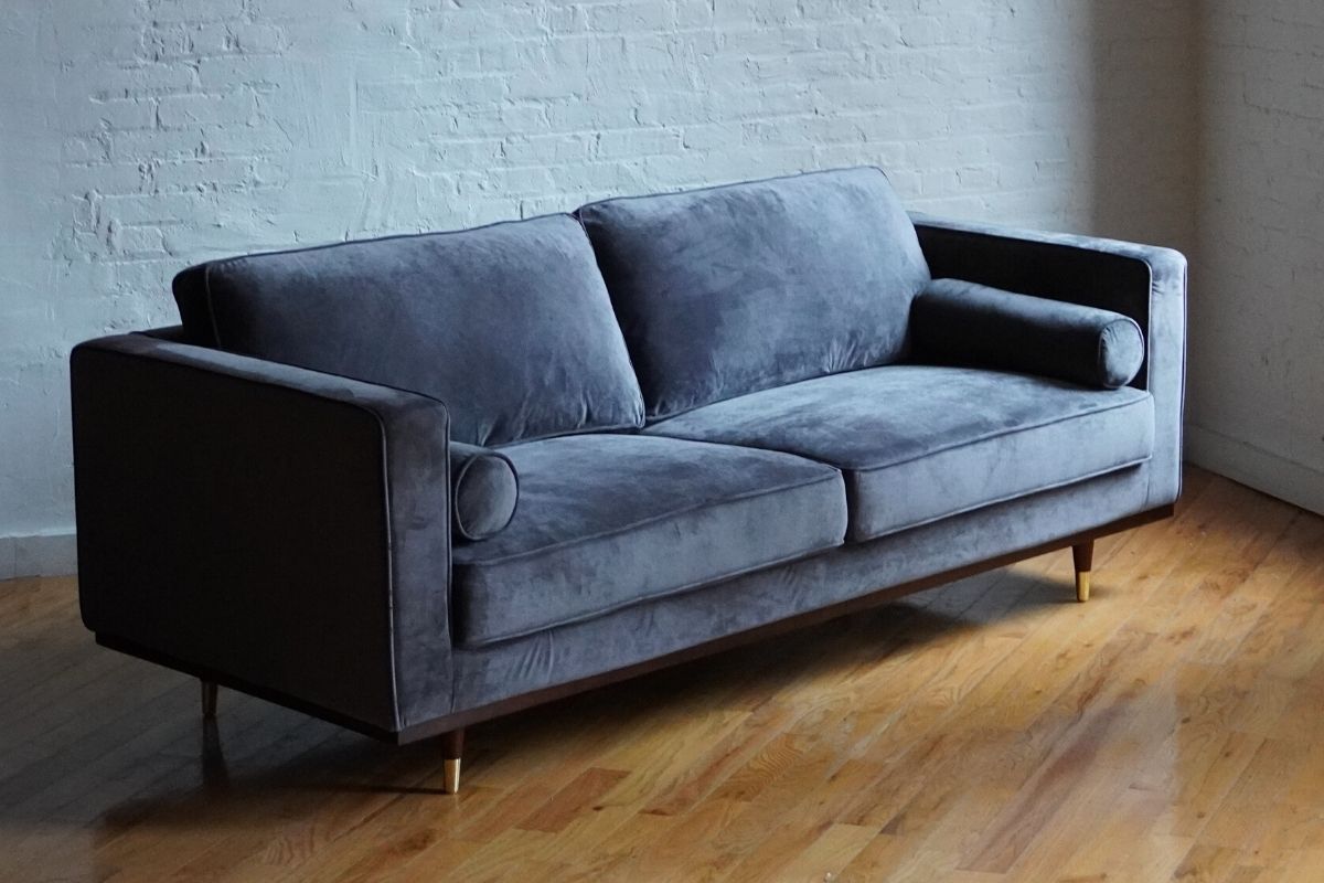 Grey mid-century modern sofa
