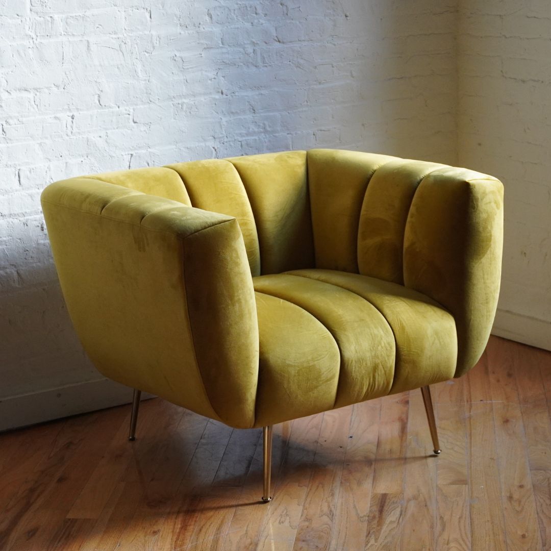 Mustard velvet accent chair