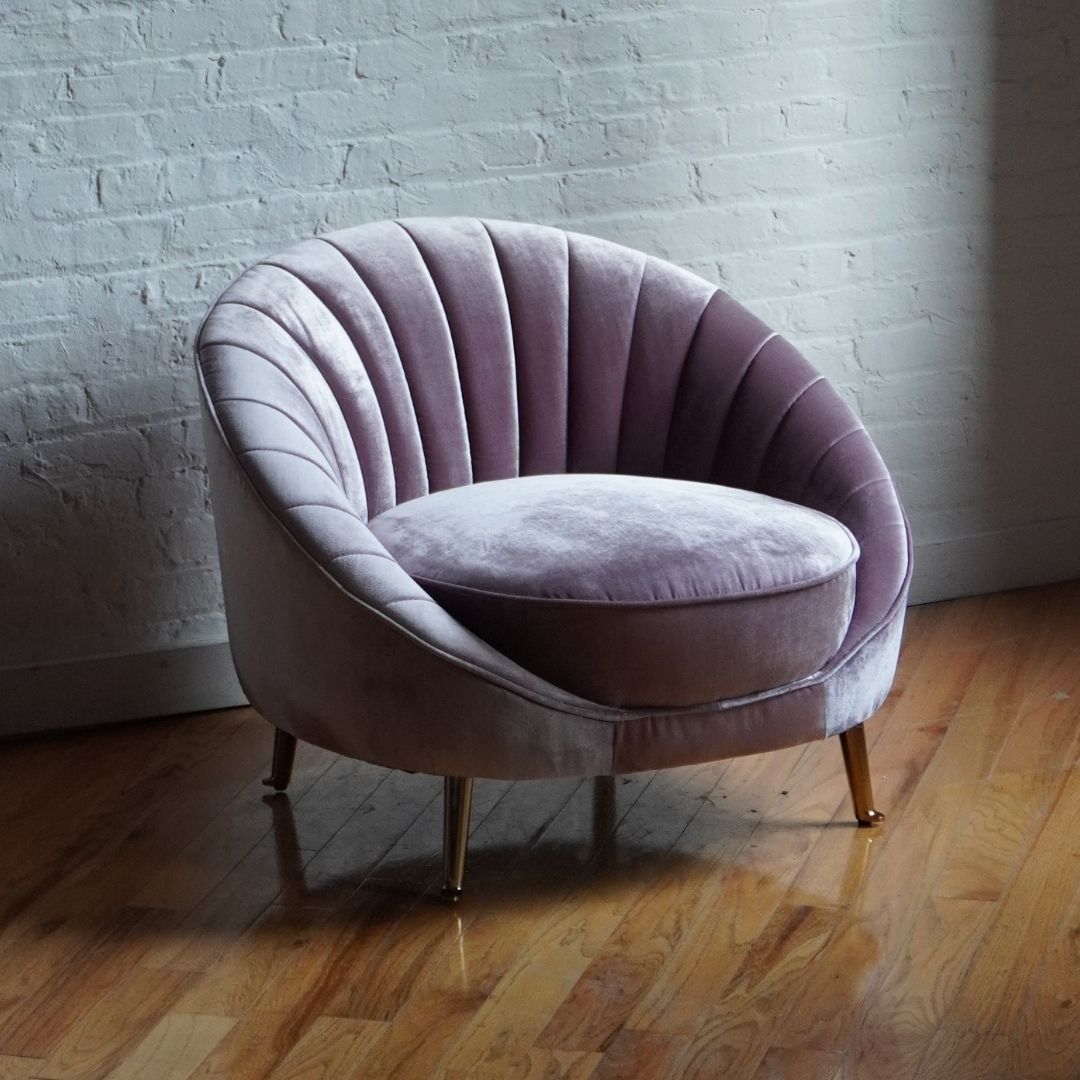 monroe seashell accent chair in iridescent rose velvet