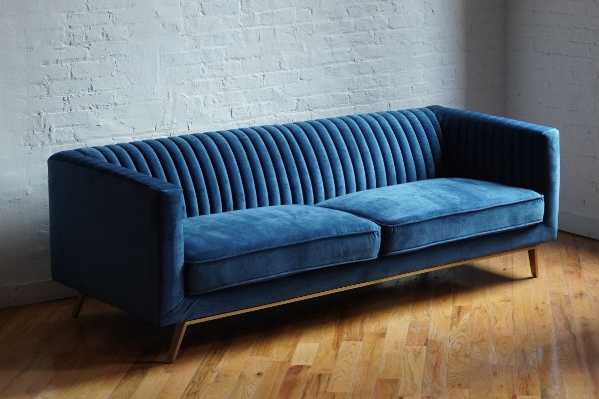 Blue mid-century Modern sofa