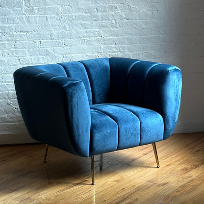 benevolence modern accent chair navy blue velvet