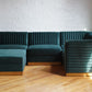 Green mid-century modern modular sectional five piece sofa front view
