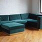 Green mid-century modern modular sectional five piece sofa side view