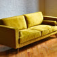 traditional midcentury modern sofa in retro yellow velvet