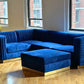 5 piece blue modern sectional with gold base