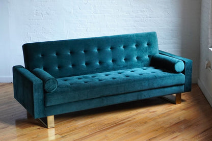 modern futon folding sofa in green velvet