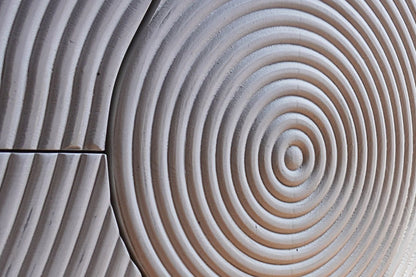 modern wooden credenza w distinct design closeup