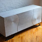 Ring sideboard credenza birch white pine with iron feet angled view