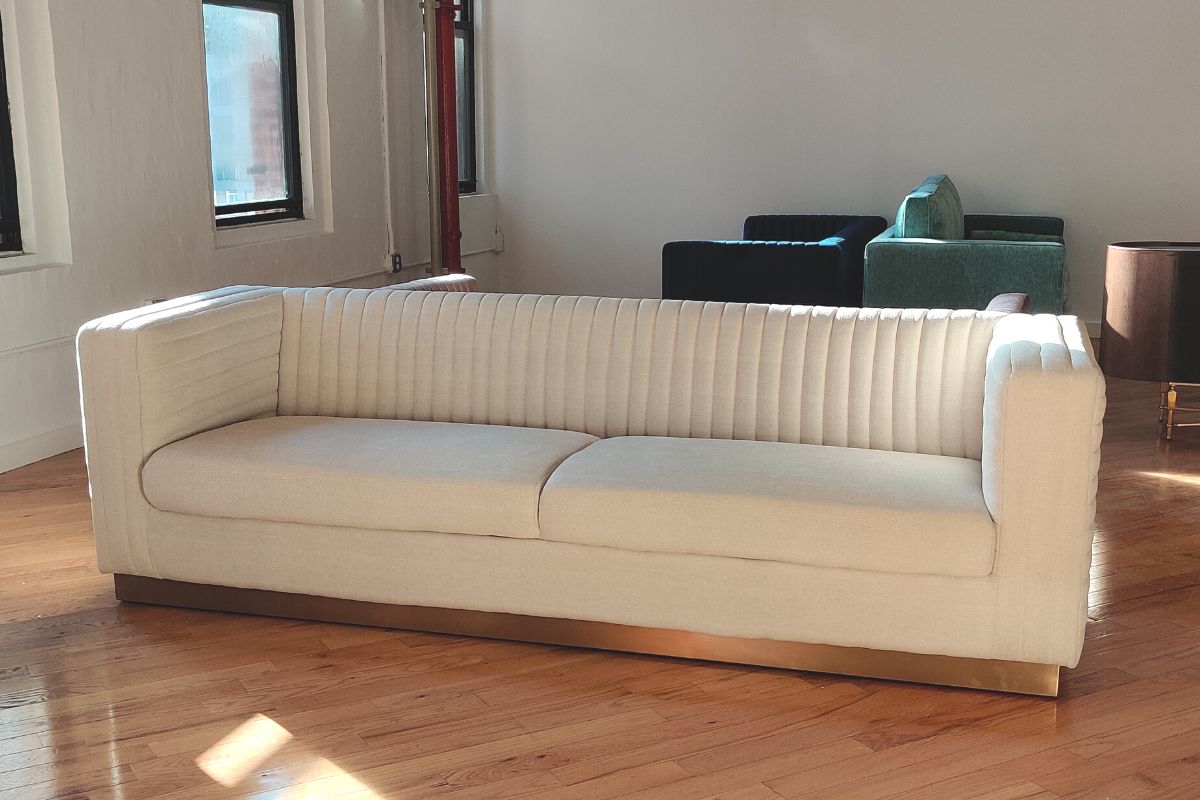 eloquence modern sofa with brass and gold base