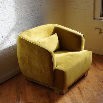 Harmony Modern Accent Chair in golden olive velvet