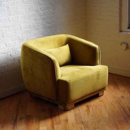 Harmony Modern Accent Chair in golden olive velvet