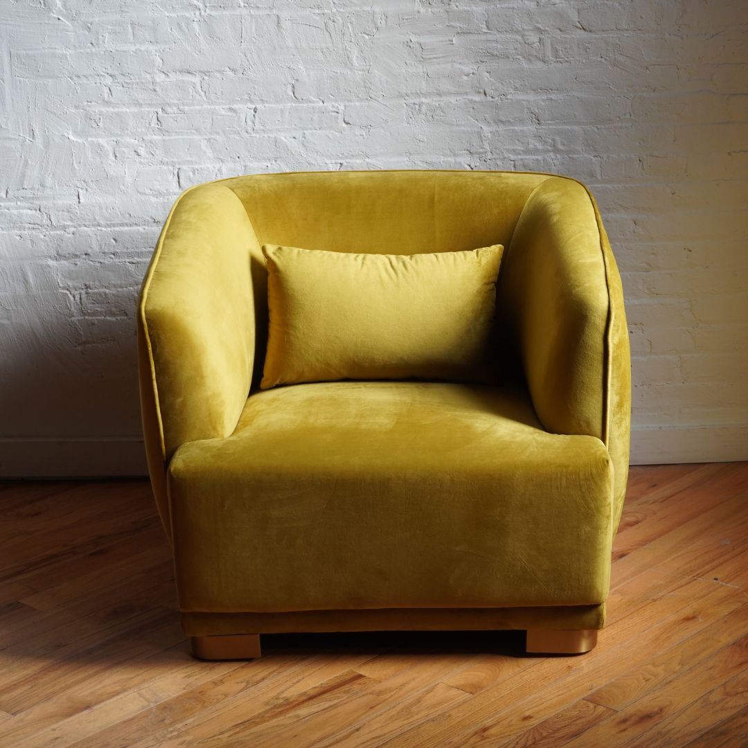 Harmony Modern Accent Chair in golden olive velvet