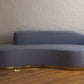 Infinity gray sofa with gold base forward view, gray velvet sofa with no pillows product image 