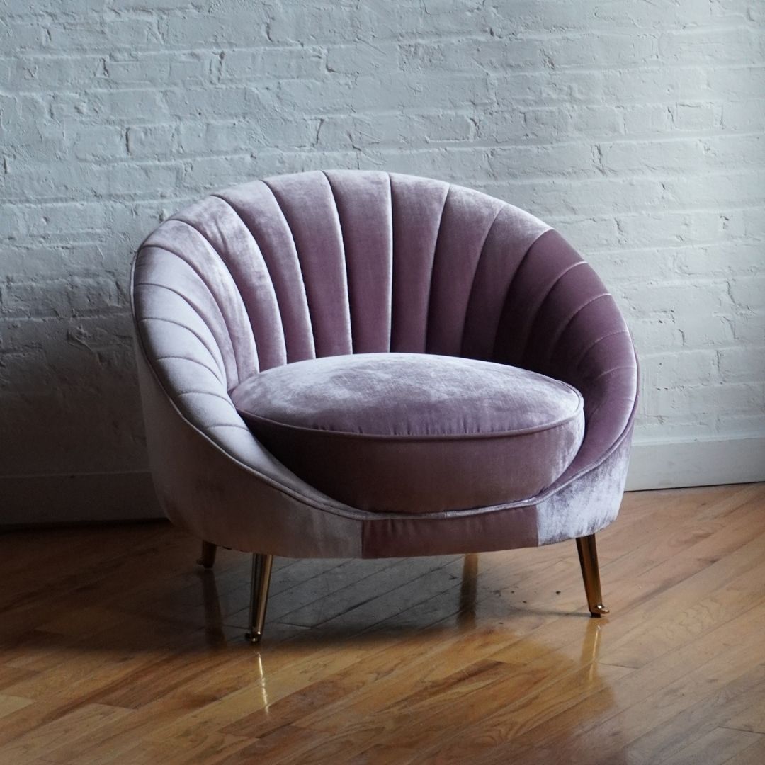 monroe seashell accent chair in iridescent rose velvet