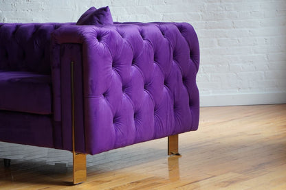 modern chesterfield couch - purple velvet