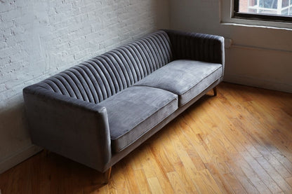 small apartment sofa dark grey velvet