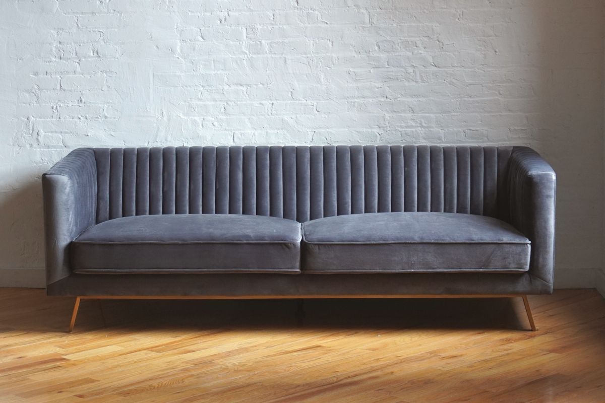 stately sofa grey velvet