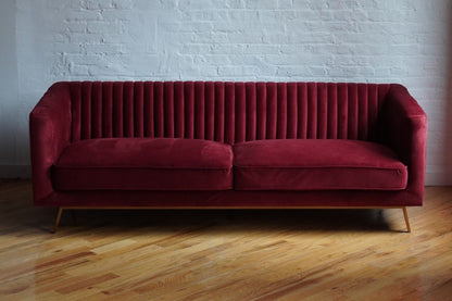 modern living room couch red velvet 